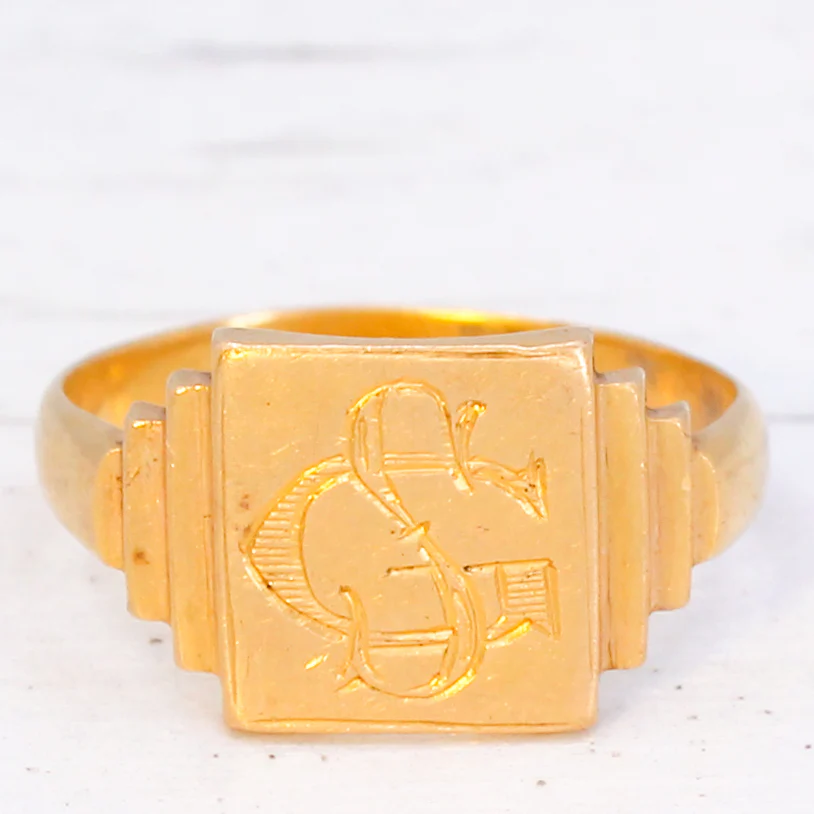 Vintage 20k Gold Signet Ring, size L 1/2 - Image 3