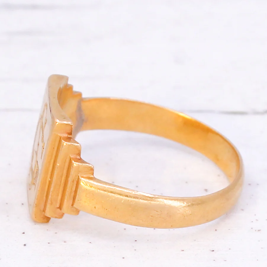 Vintage 20k Gold Signet Ring, size L 1/2 - Image 4
