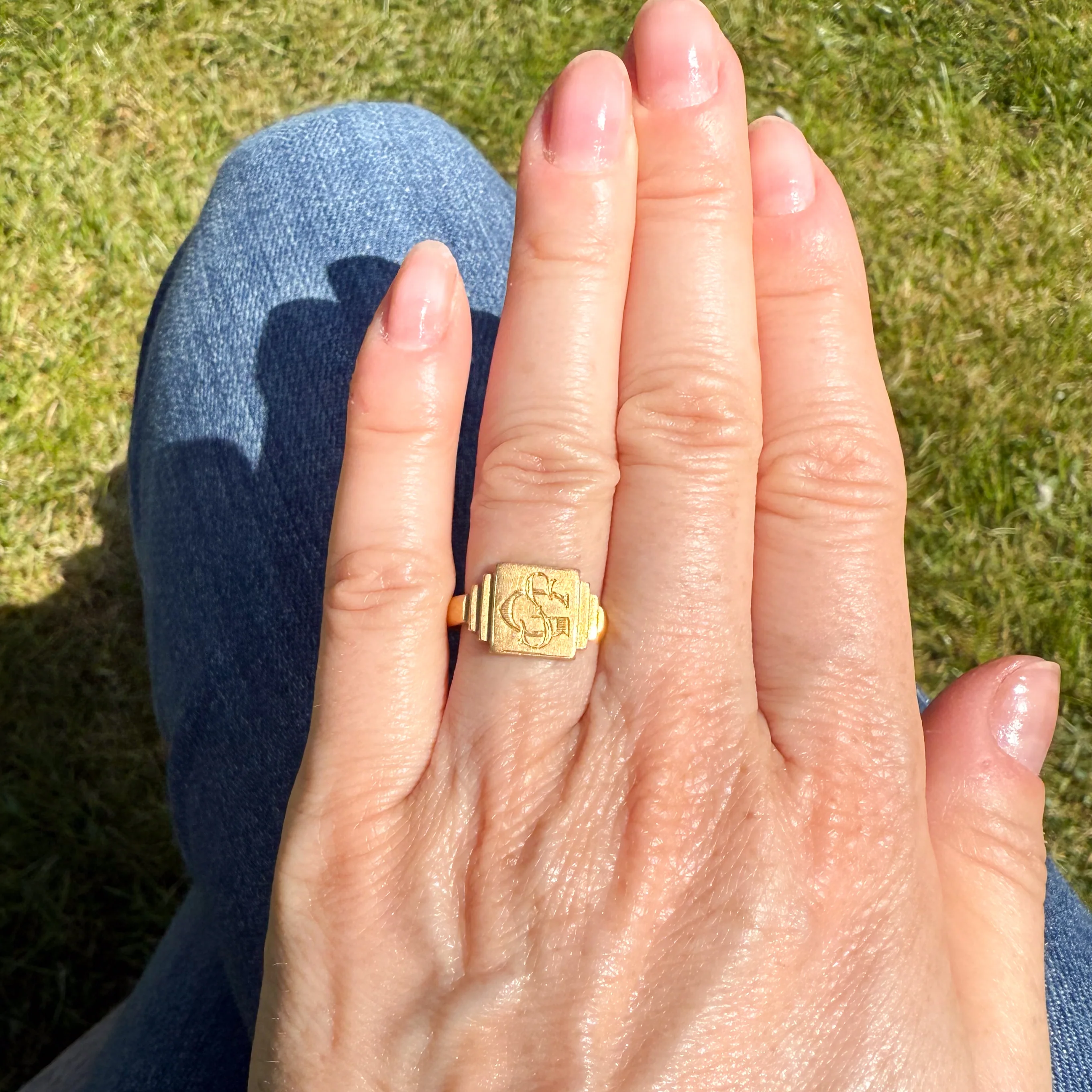 Vintage 20k Gold Signet Ring, size L 1/2 - Image 6