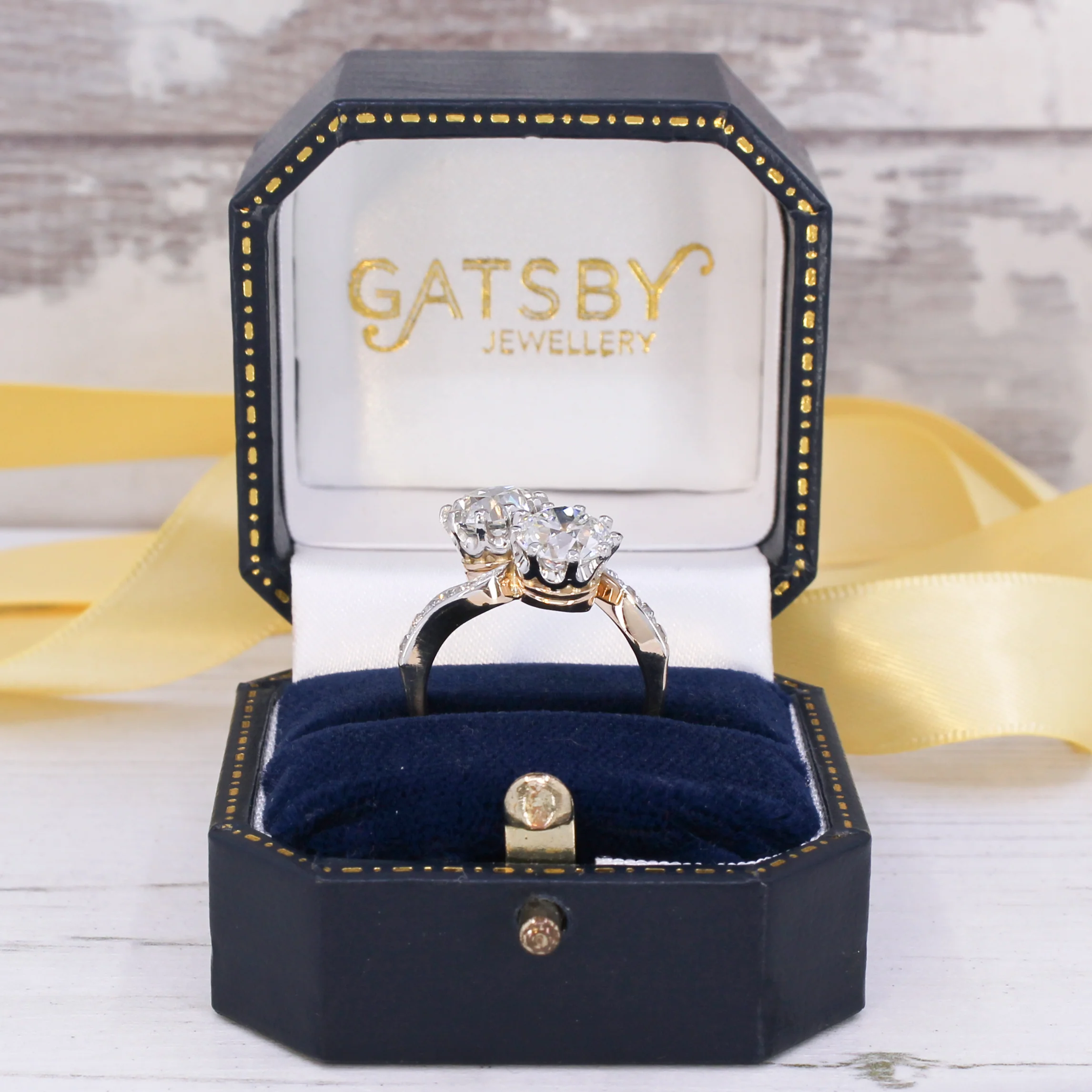 Vintage 3.47 Carat Old European Cut Diamond Toi et Moi Ring, circa 1935 - Image 10
