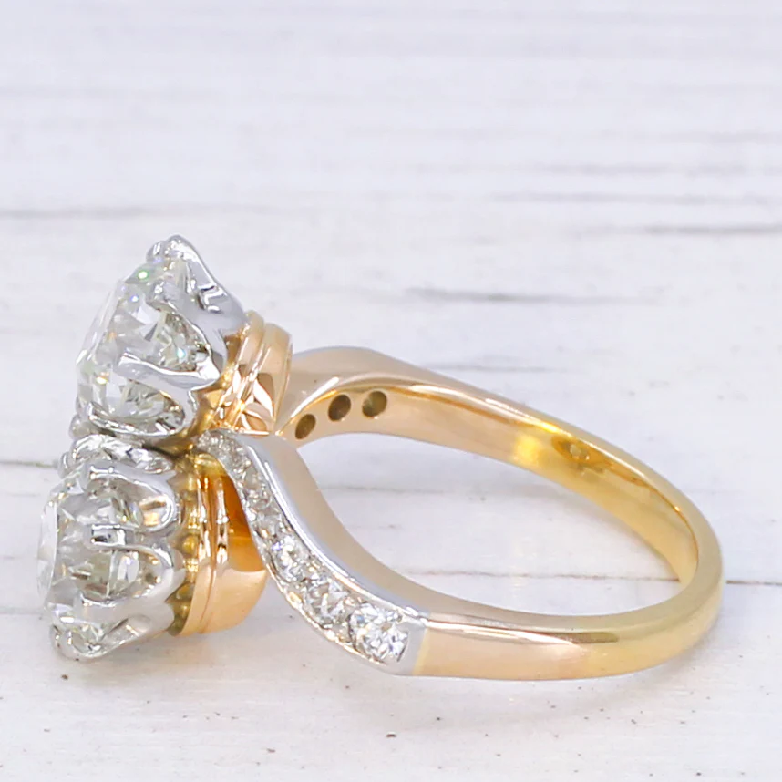 Vintage 3.47 Carat Old European Cut Diamond Toi et Moi Ring, circa 1935 - Image 4