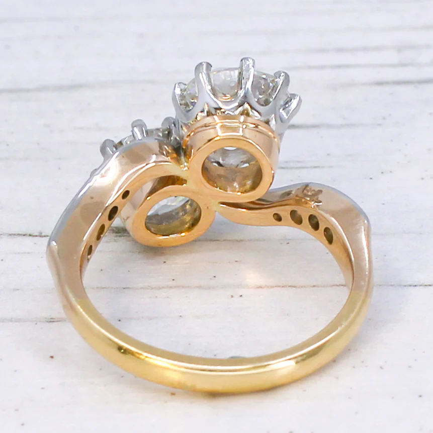 Vintage 3.47 Carat Old European Cut Diamond Toi et Moi Ring, circa 1935 - Image 5