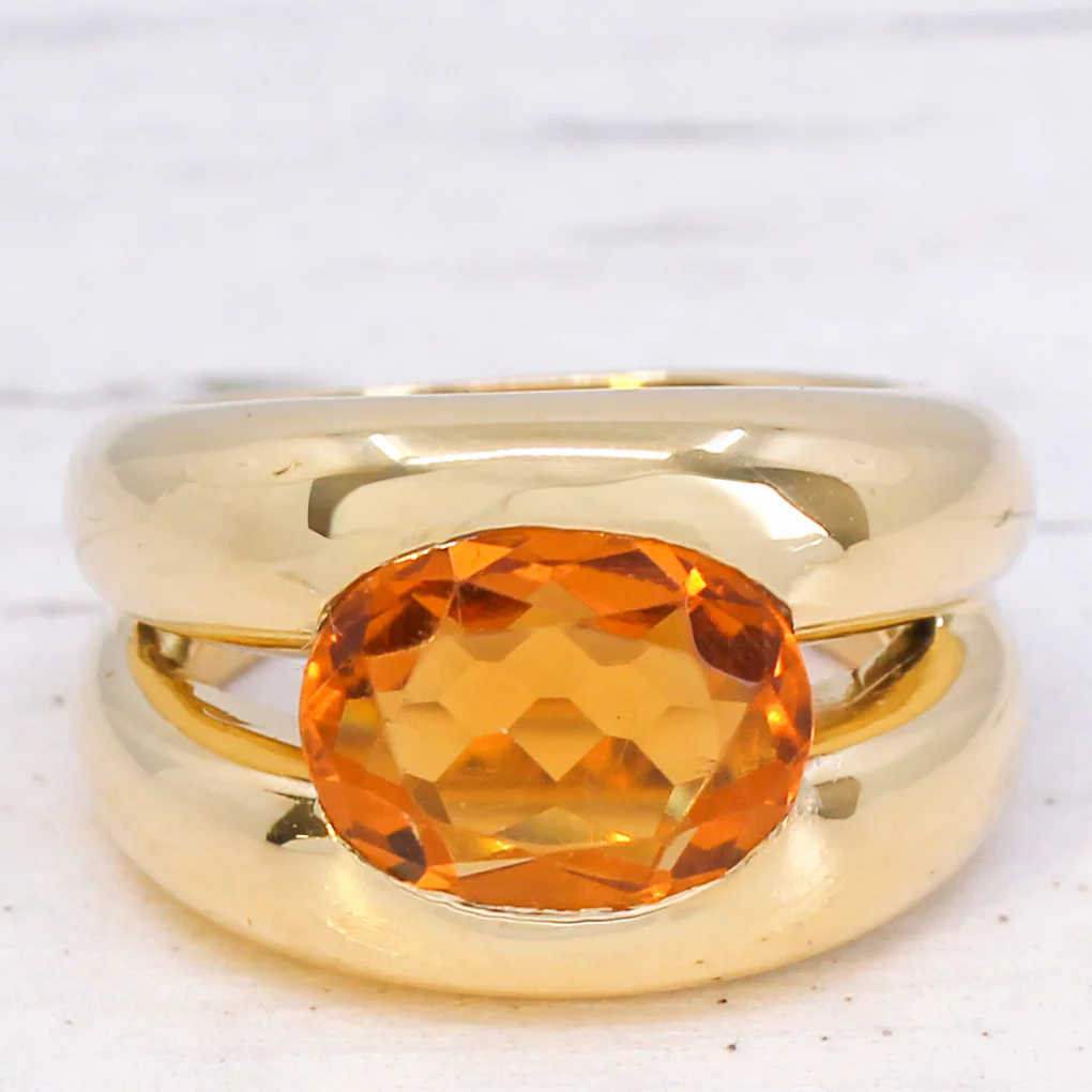 Vintage 2.50 Carat Citrine Solitaire Ring, circa 1980 - Image 3
