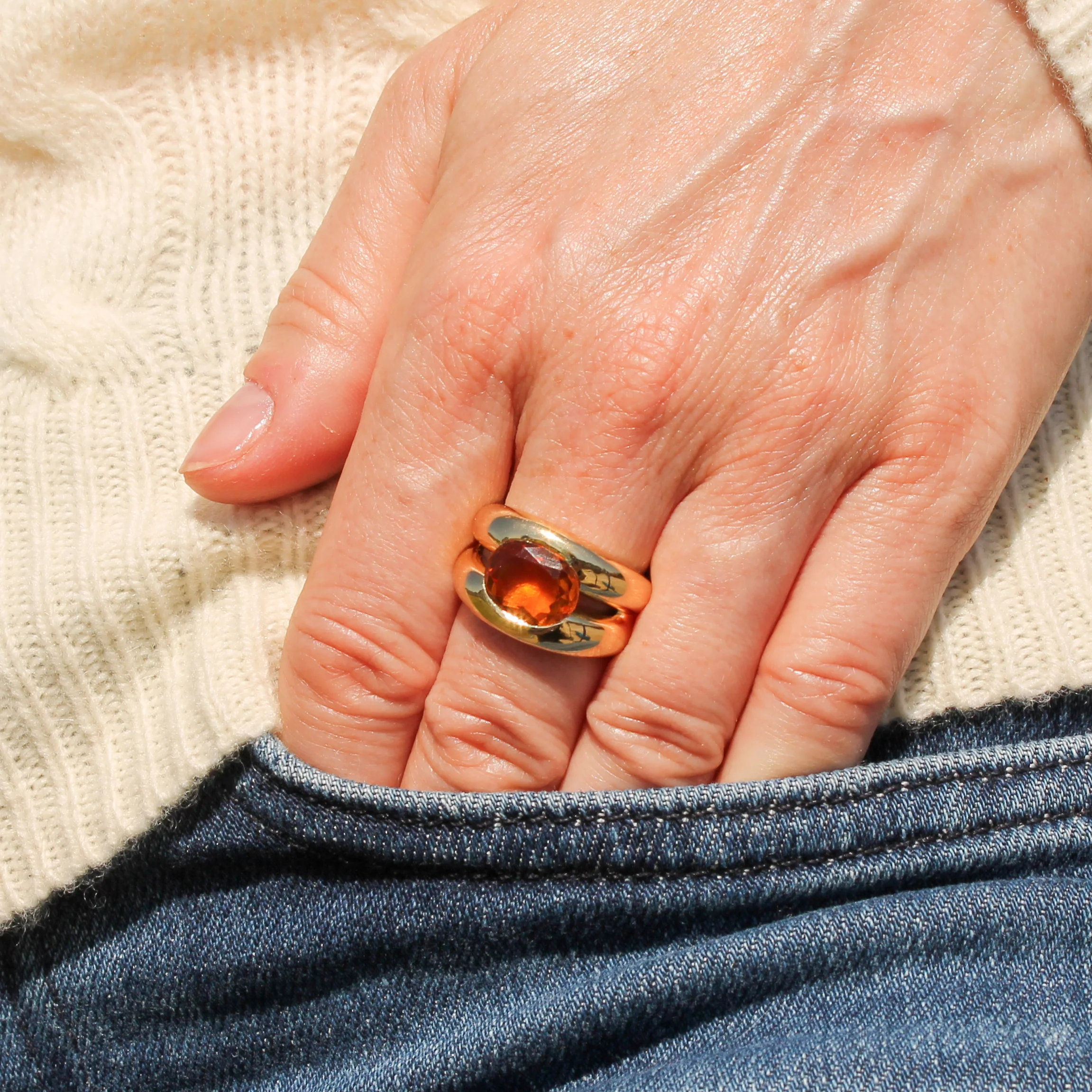 Vintage 2.50 Carat Citrine Solitaire Ring, circa 1980 - Image 7