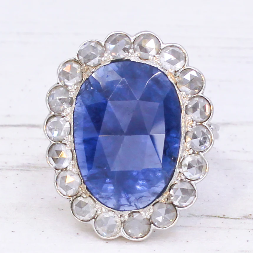 Vintage 8.92 Carat Unheated Burmese Sapphire & Diamond Ring, circa 1960 - Image 3