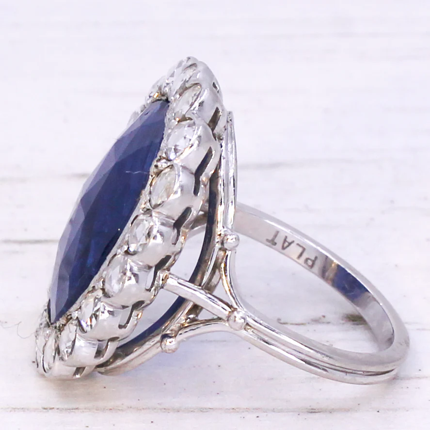 Vintage 8.92 Carat Unheated Burmese Sapphire & Diamond Ring, circa 1960 - Image 4