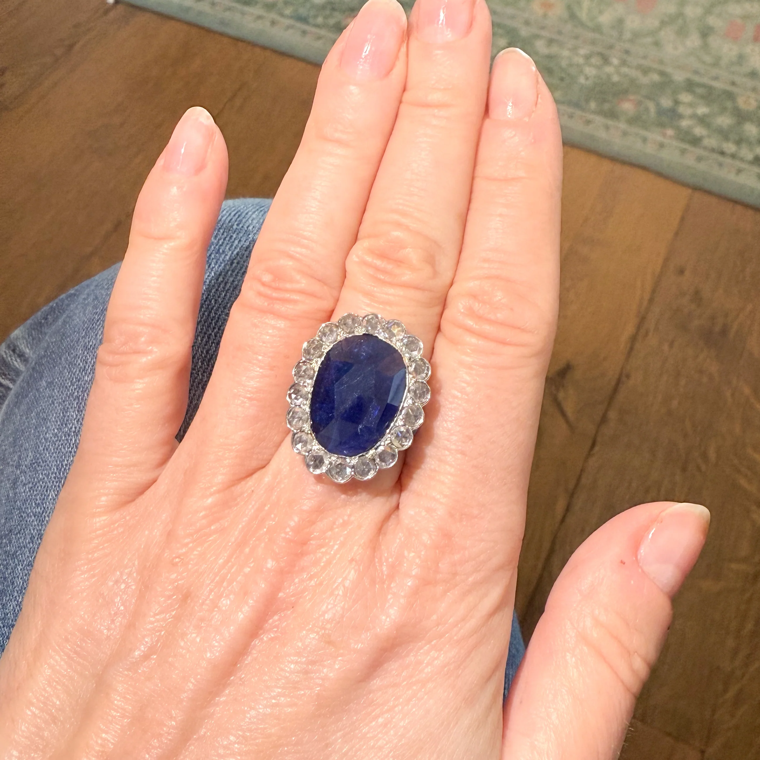 Vintage 8.92 Carat Unheated Burmese Sapphire & Diamond Ring, circa 1960 - Image 6