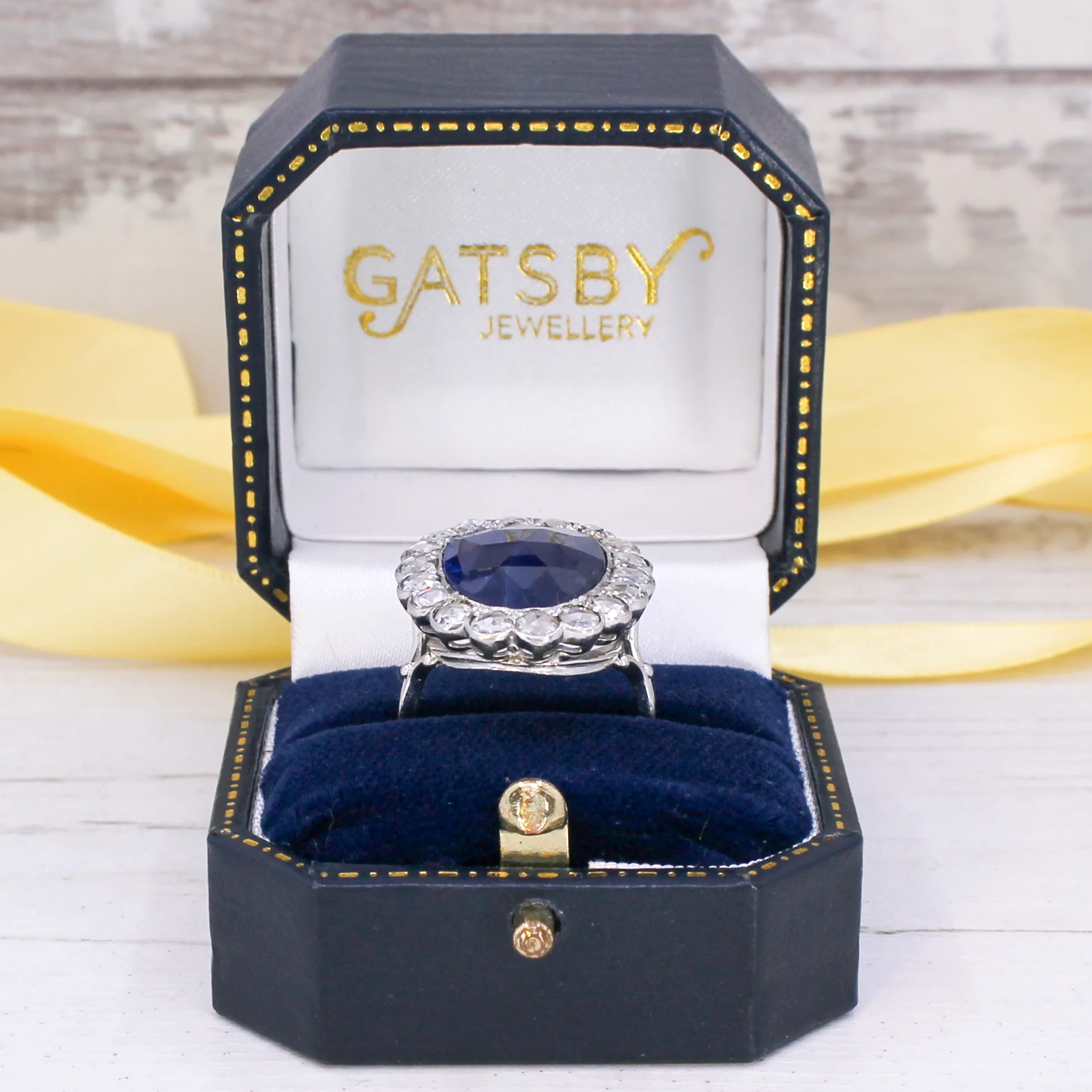 Vintage 8.92 Carat Unheated Burmese Sapphire & Diamond Ring, circa 1960 - Image 8