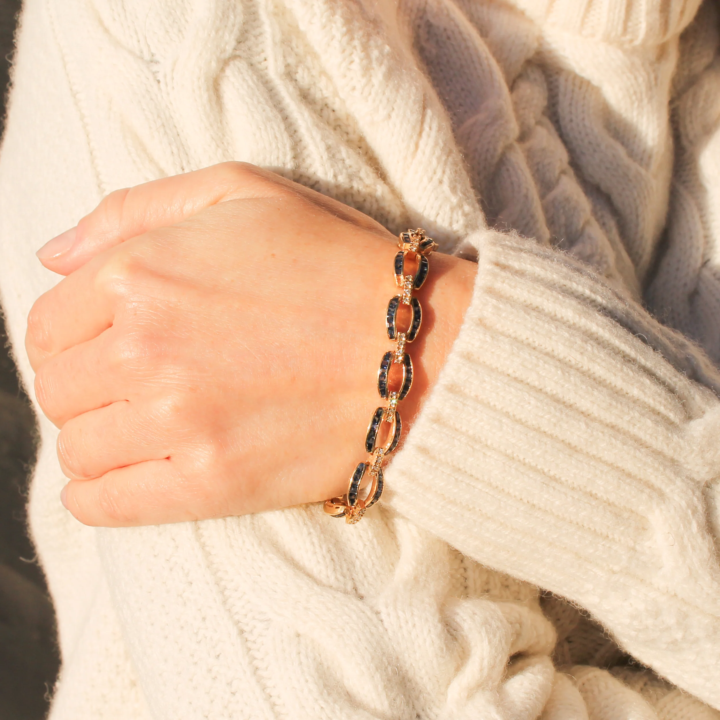 Vintage 9.30 Carat Natural Sapphire & Diamond Bracelet, circa 1960 - Image 7