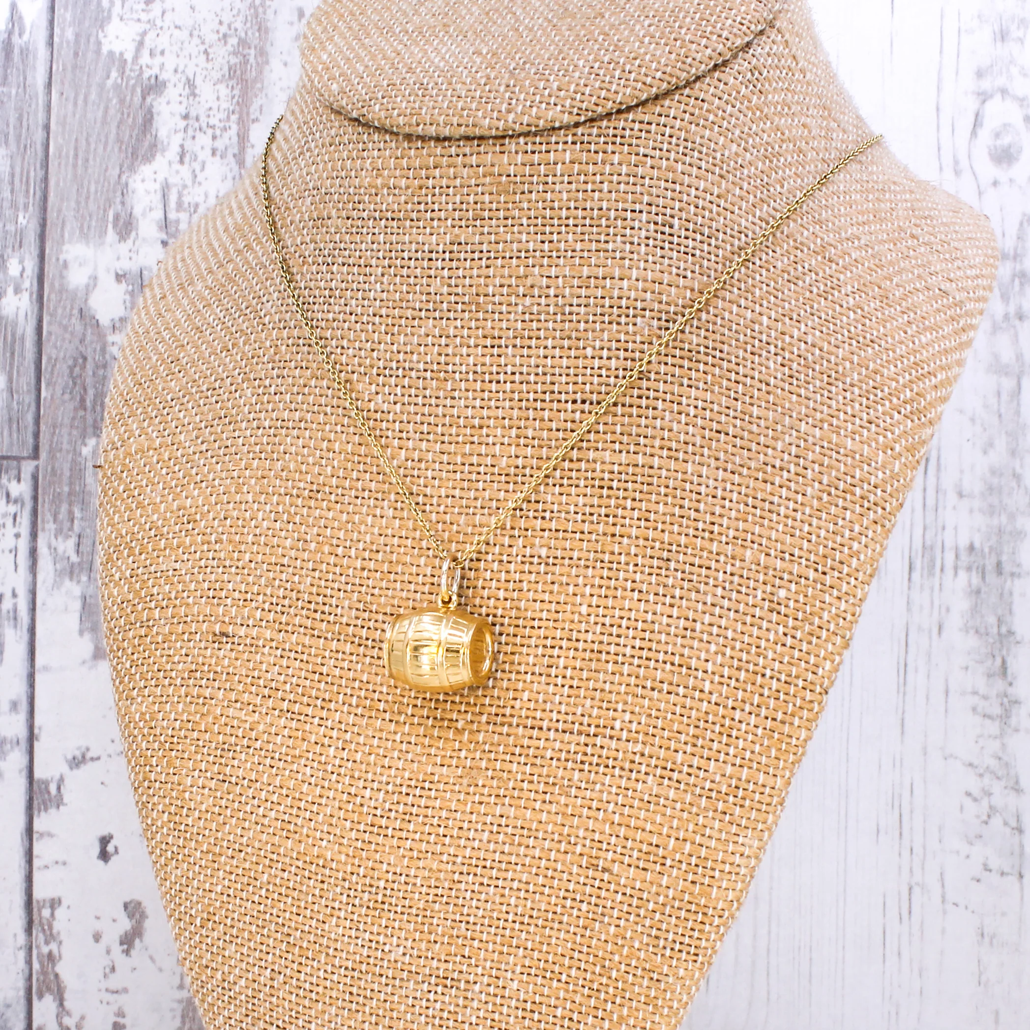 Vintage 9k Gold Barrel Charm / Pendant, dated 1969 - Image 3