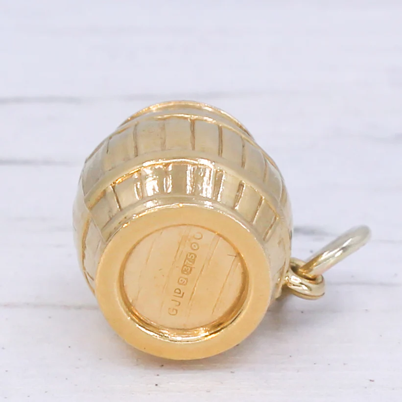 Vintage 9k Gold Barrel Charm / Pendant, dated 1969 - Image 6