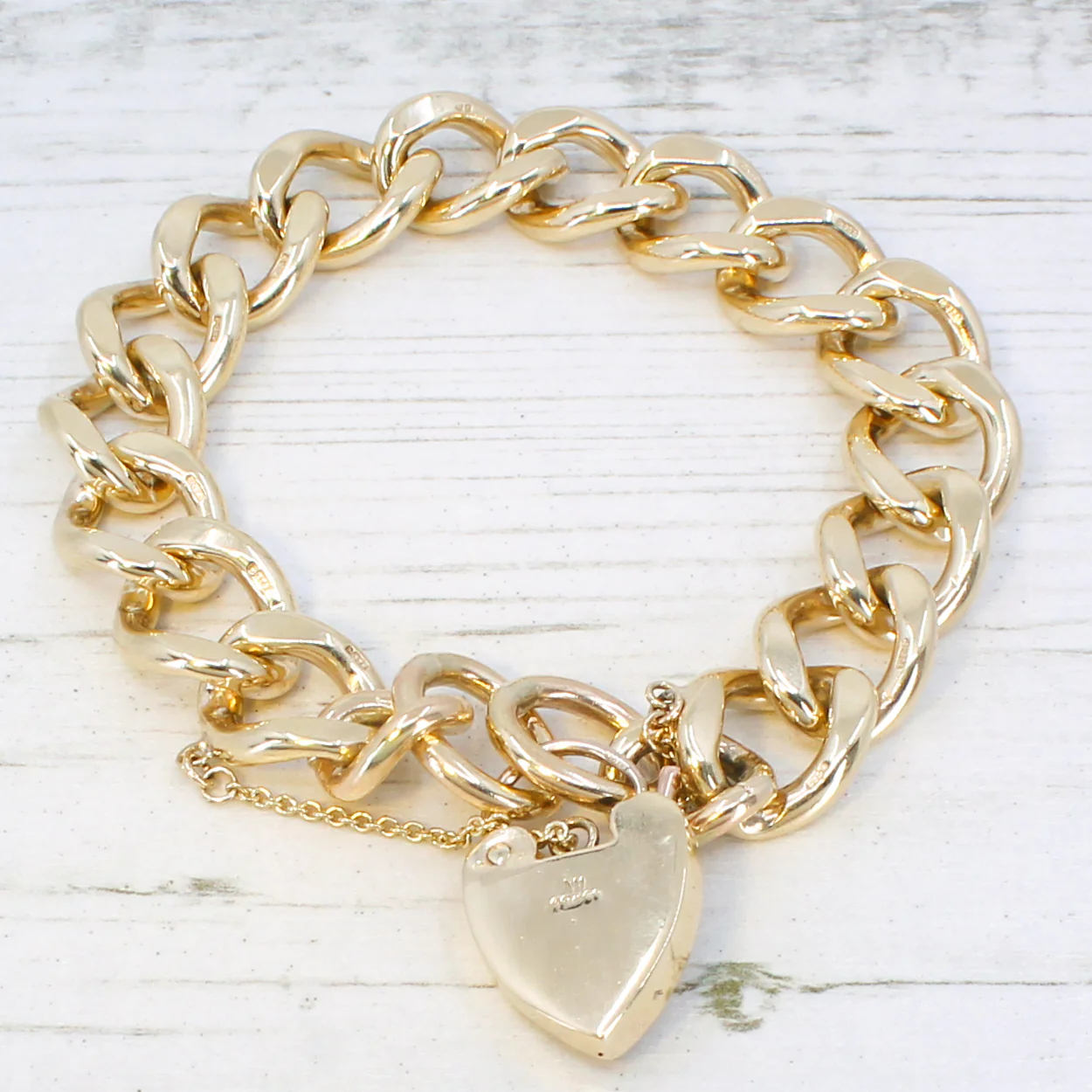 Vintage 9k Gold Curb Link Padlock Bracelet, dated 1967 - Image 3