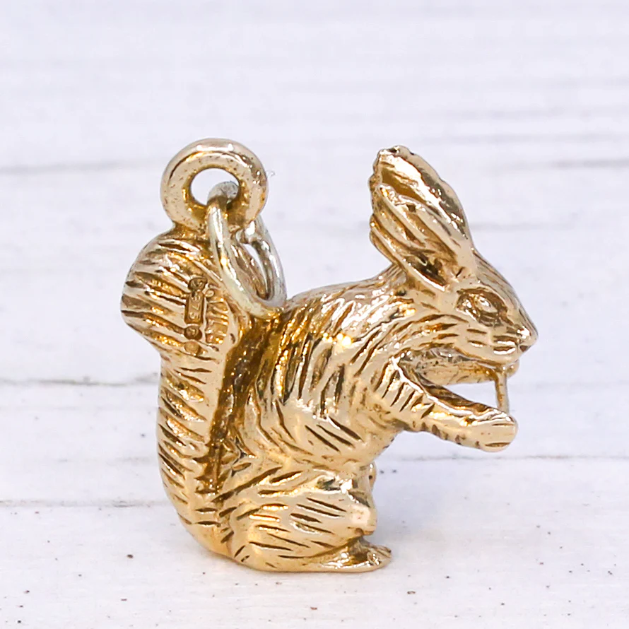 Vintage 9k Gold Squirrel Charm / Pendant, dated 1972 - Image 5