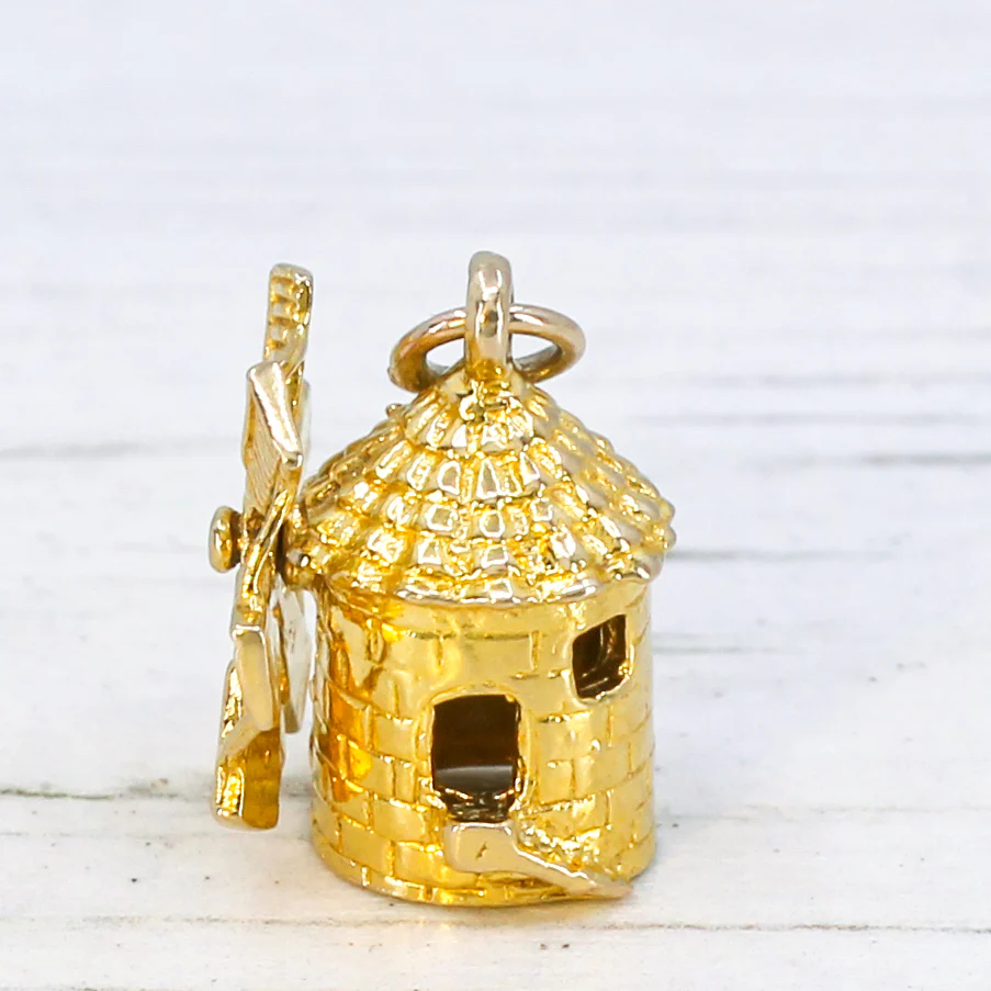Vintage 9k Windmill Charm / Pendant, dated 1976 - Image 4