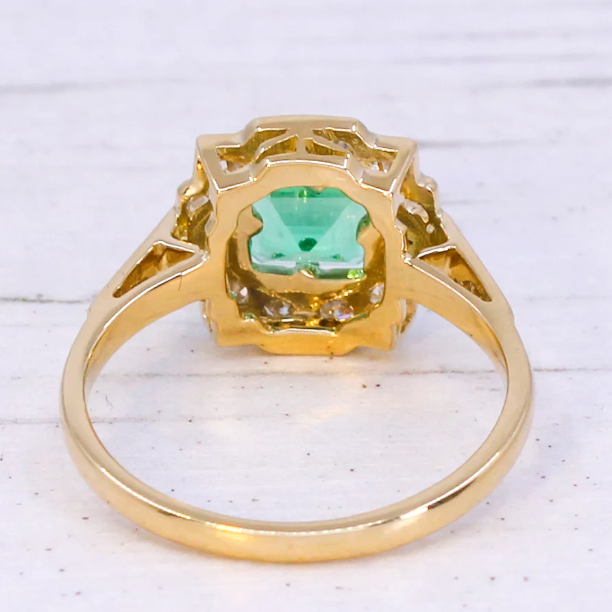 Vintage Colombian Emerald & Diamond Cluster Ring, circa 1930 - Image 5