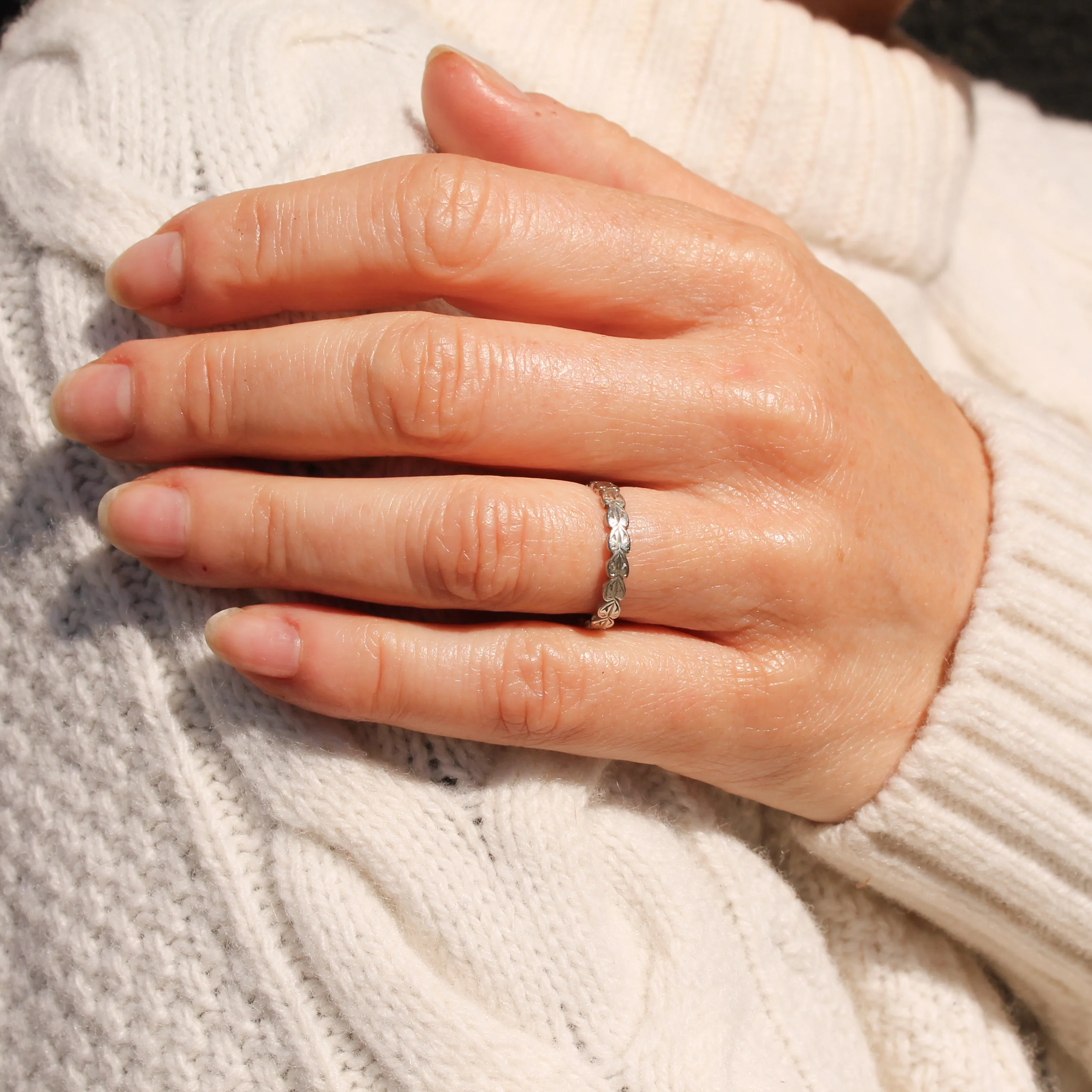 Vintage Platinum Wedding Band Ring, size J - Image 4