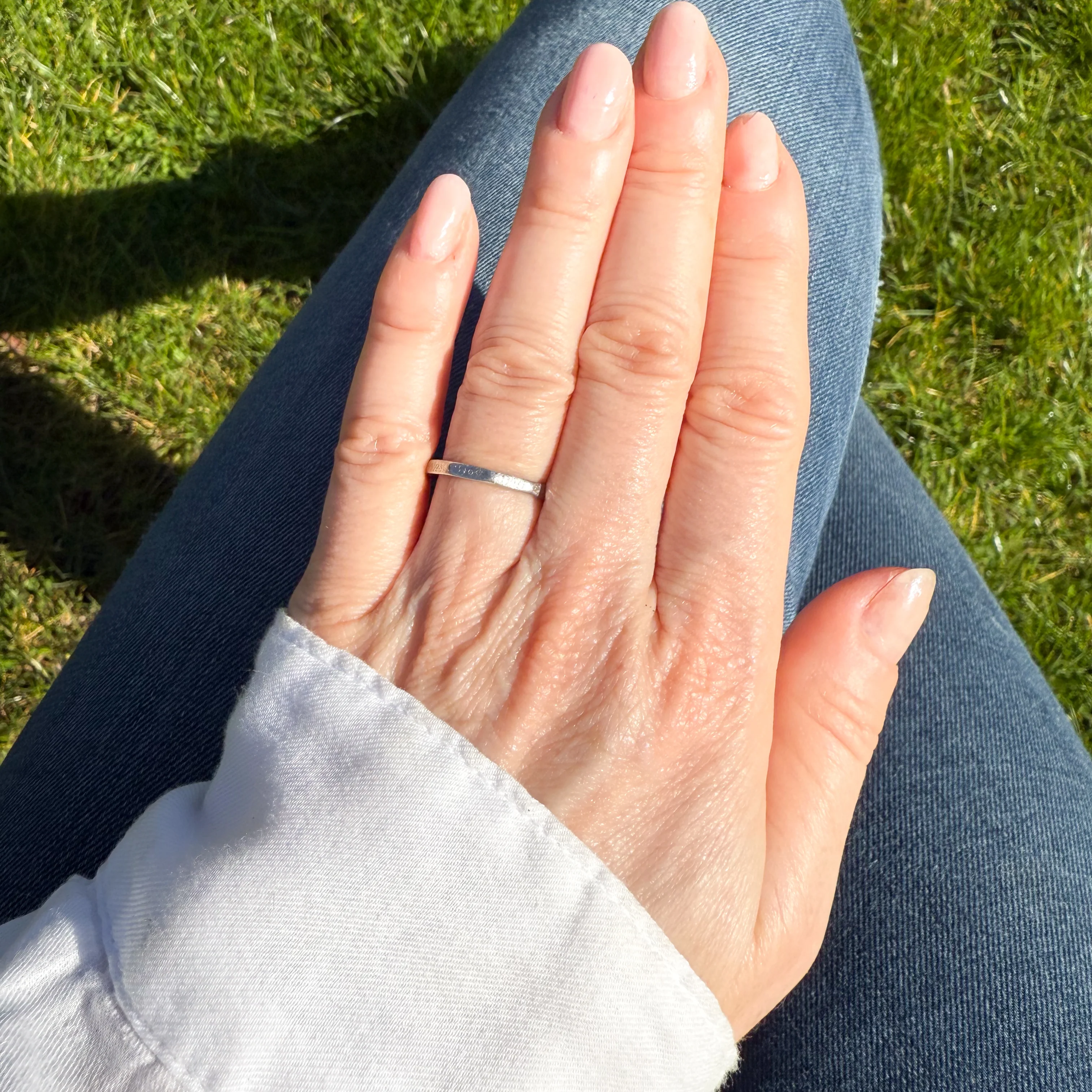 Vintage Platinum Wedding Band Ring, Size L - Image 3
