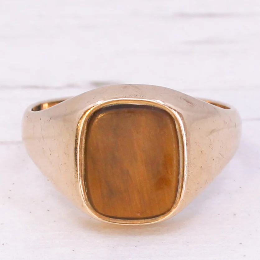 Vintage Tiger's Eye Signet Ring, dated 1977 - Image 3