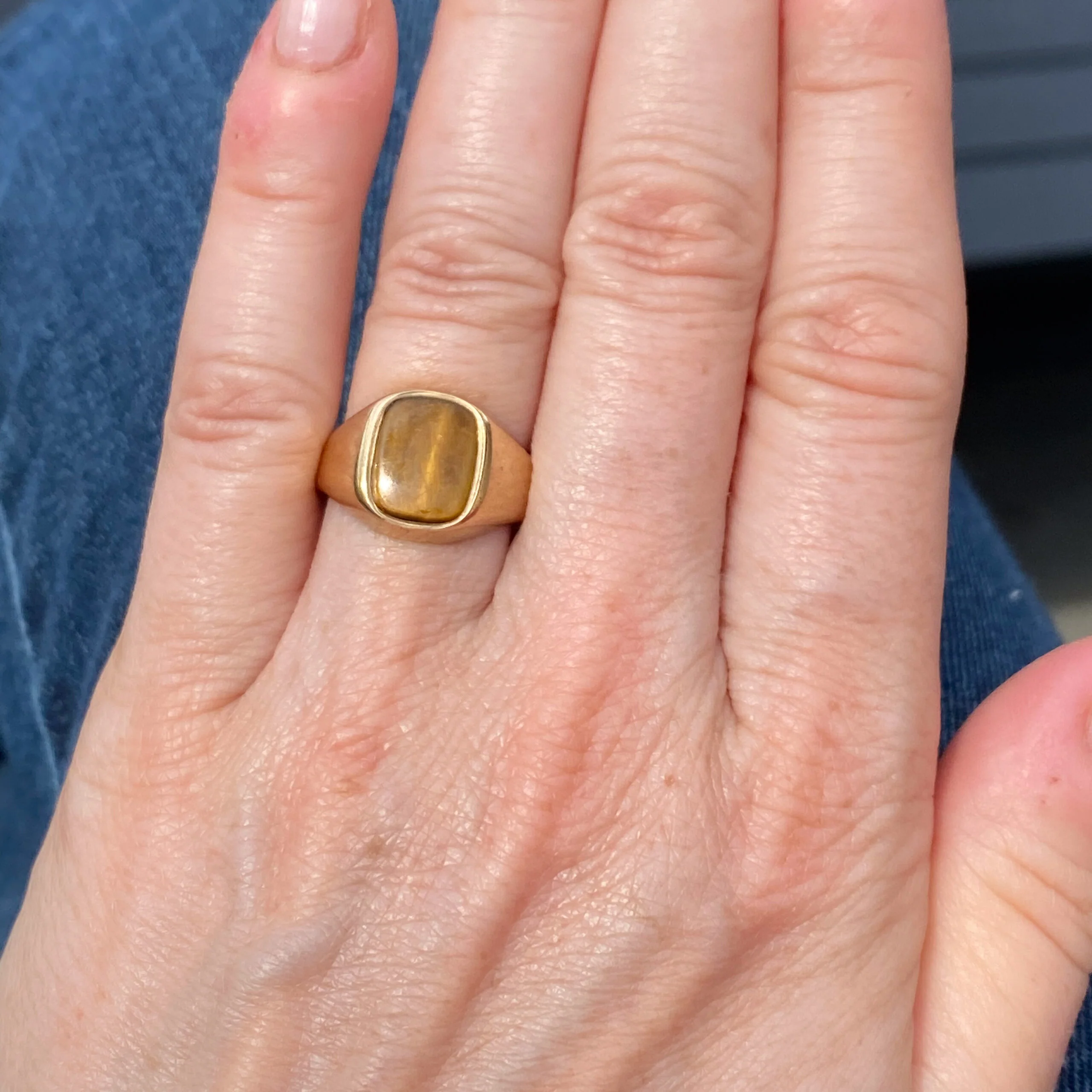 Vintage Tiger's Eye Signet Ring, dated 1977 - Image 7