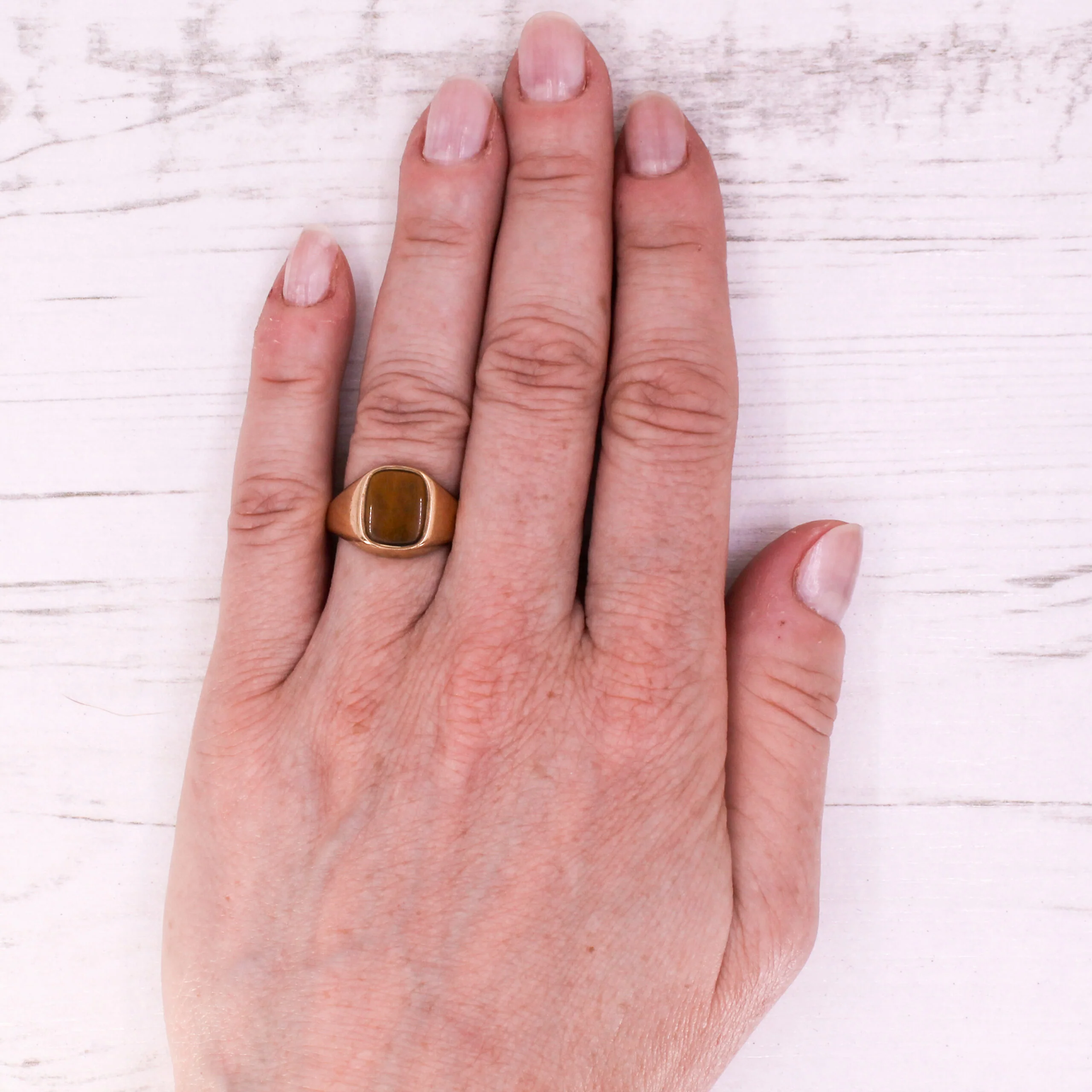 Vintage Tiger's Eye Signet Ring, dated 1977 - Image 8